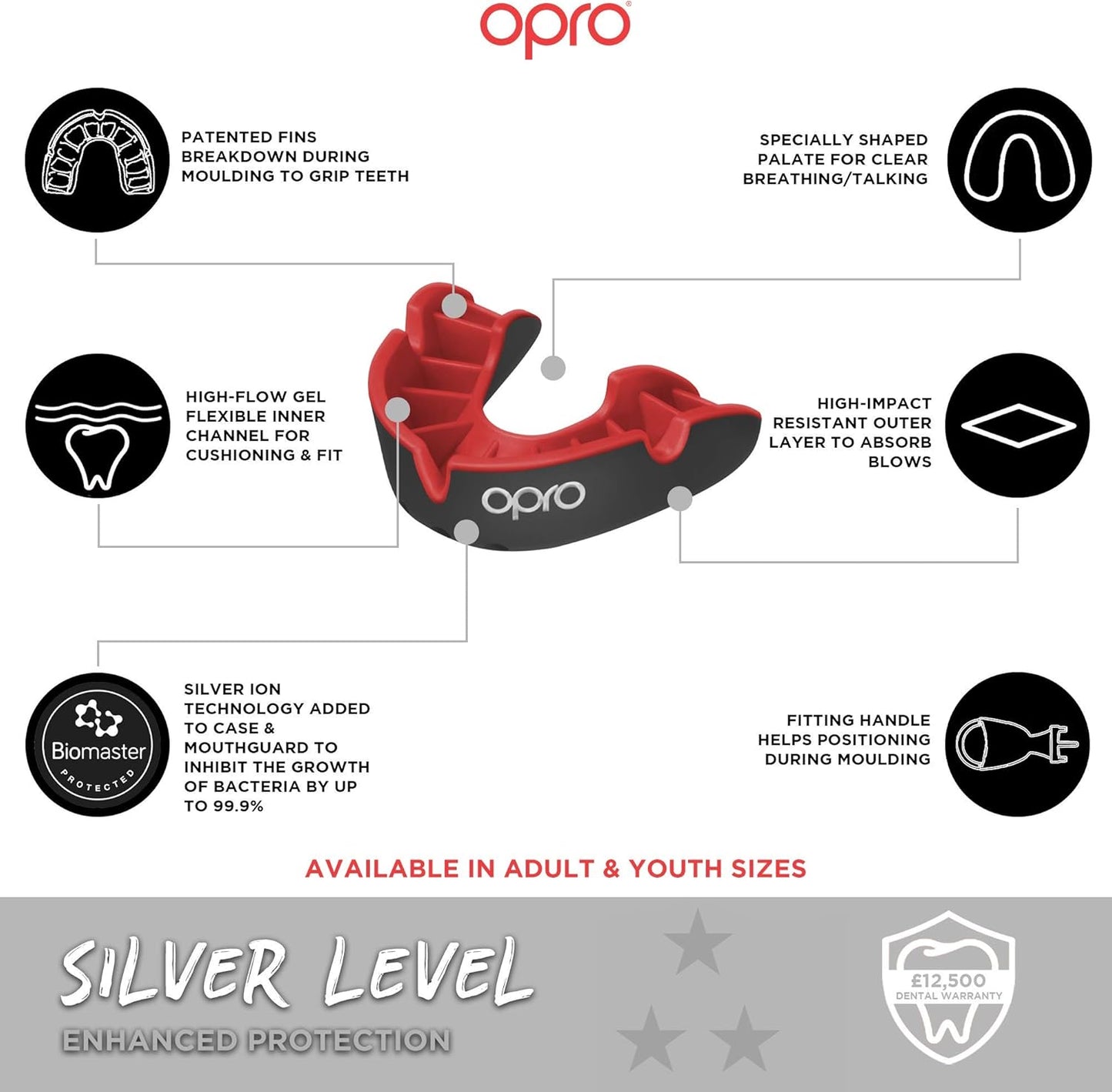 Silver Level UFC Adult and Youth Sports Mouthguard with Case, Kids Gum Shield Featuring Revolutionary Fitting Technology for UFC, MMA, Boxing, BJJ and Other Combat Sports (Adult, Black)